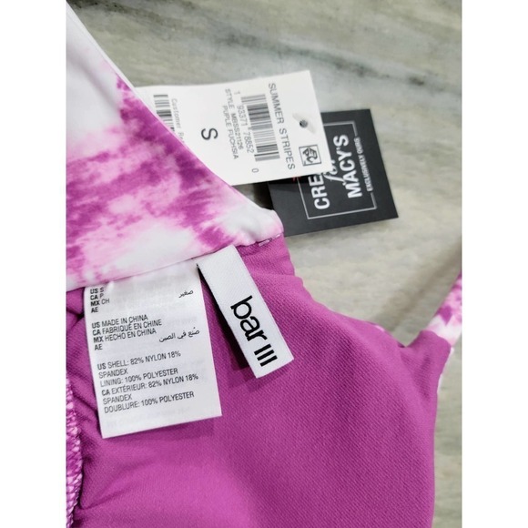 Bar III Summer Stripes V Wire Bikini Top Small NWT - Picture 5 of 6